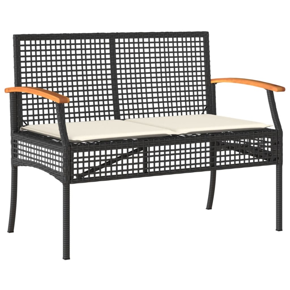 Set mobilier de grădină cu perne, 5 piese, negru, poliratan - 2 | YEO
