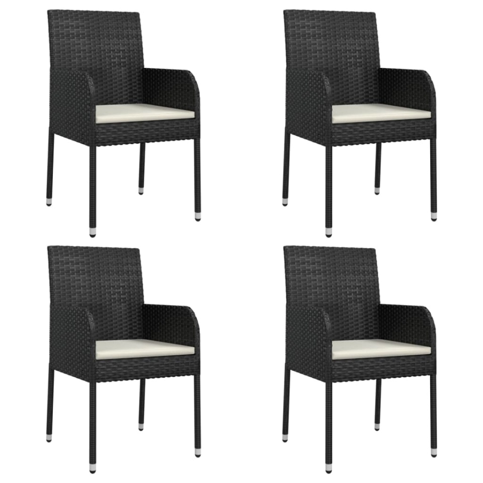 Set mobilier de grădină cu perne, 5 piese, negru, poliratan - 3 | YEO