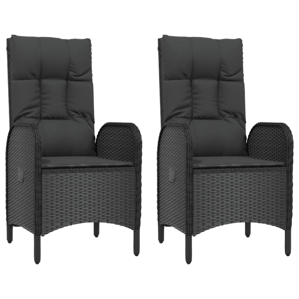 Set mobilier de grădină cu perne, 5 piese, negru, poliratan - 3 | YEO