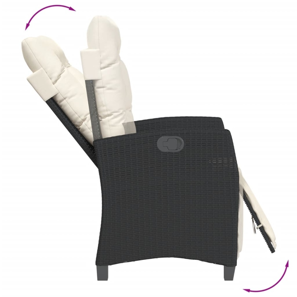 Set mobilier de grădină cu perne, 5 piese, negru, poliratan - 3 | YEO