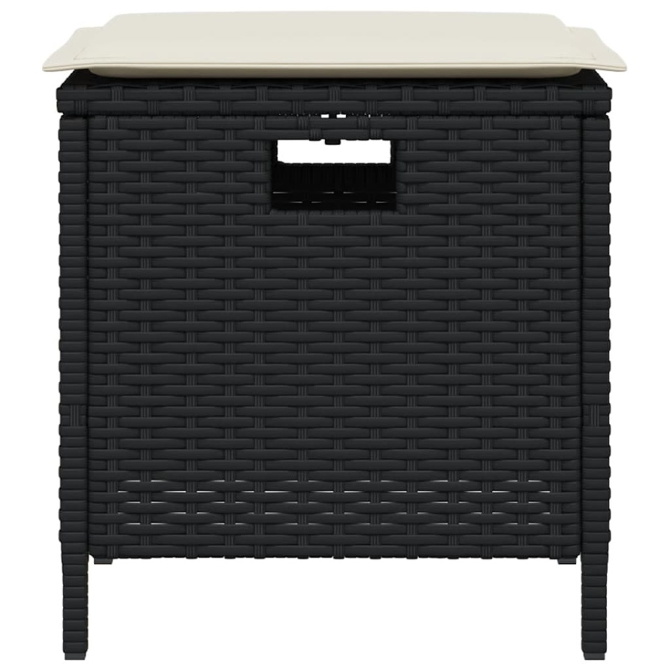 Set mobilier de grădină cu perne, 5 piese, negru, poliratan - 3 | YEO