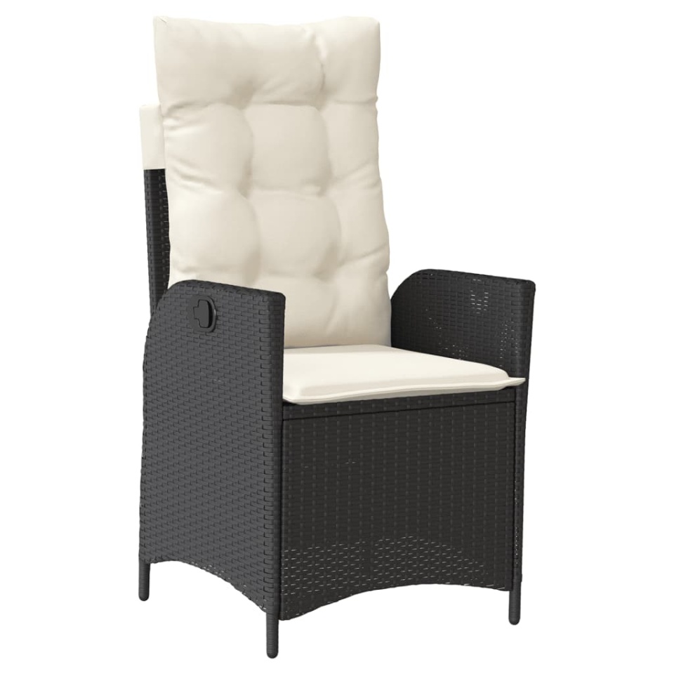 Set mobilier de grădină cu perne, 5 piese, negru, poliratan - 2 | YEO