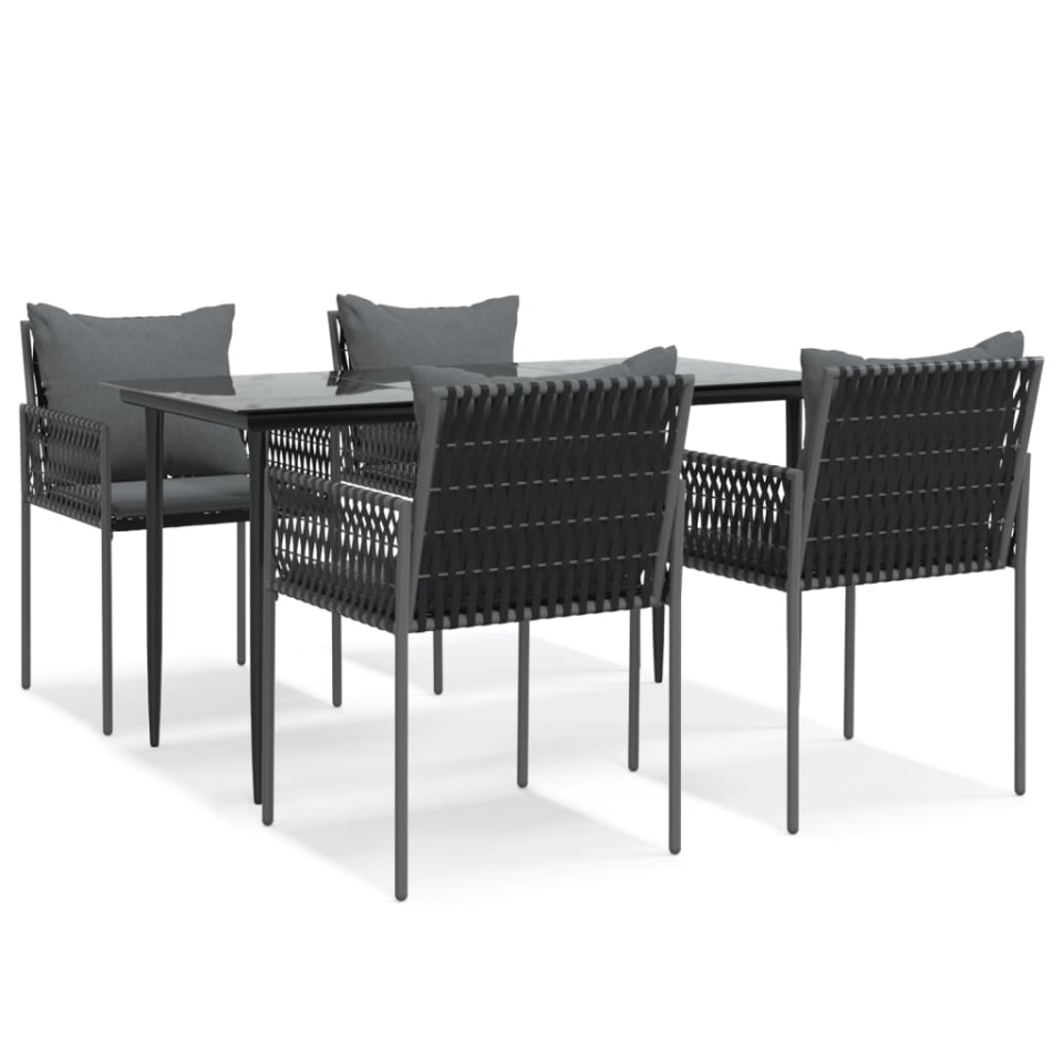Set mobilier de grădină cu perne, 5 piese, poliratan și oțel - 1 | YEO