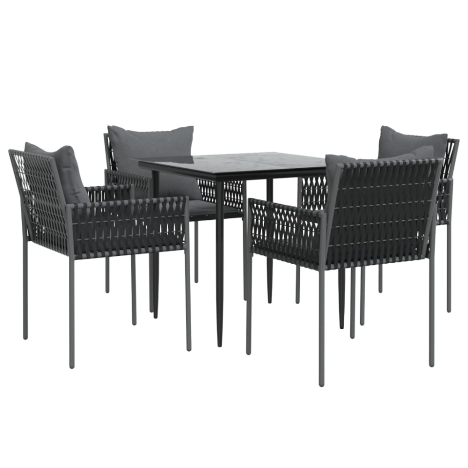 Set mobilier de grădină cu perne, 5 piese, poliratan și oțel - 2 | YEO