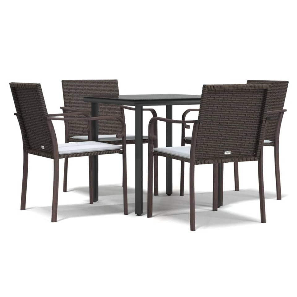 Set mobilier de grădină cu perne, 5 piese, poliratan și oțel - 1 | YEO