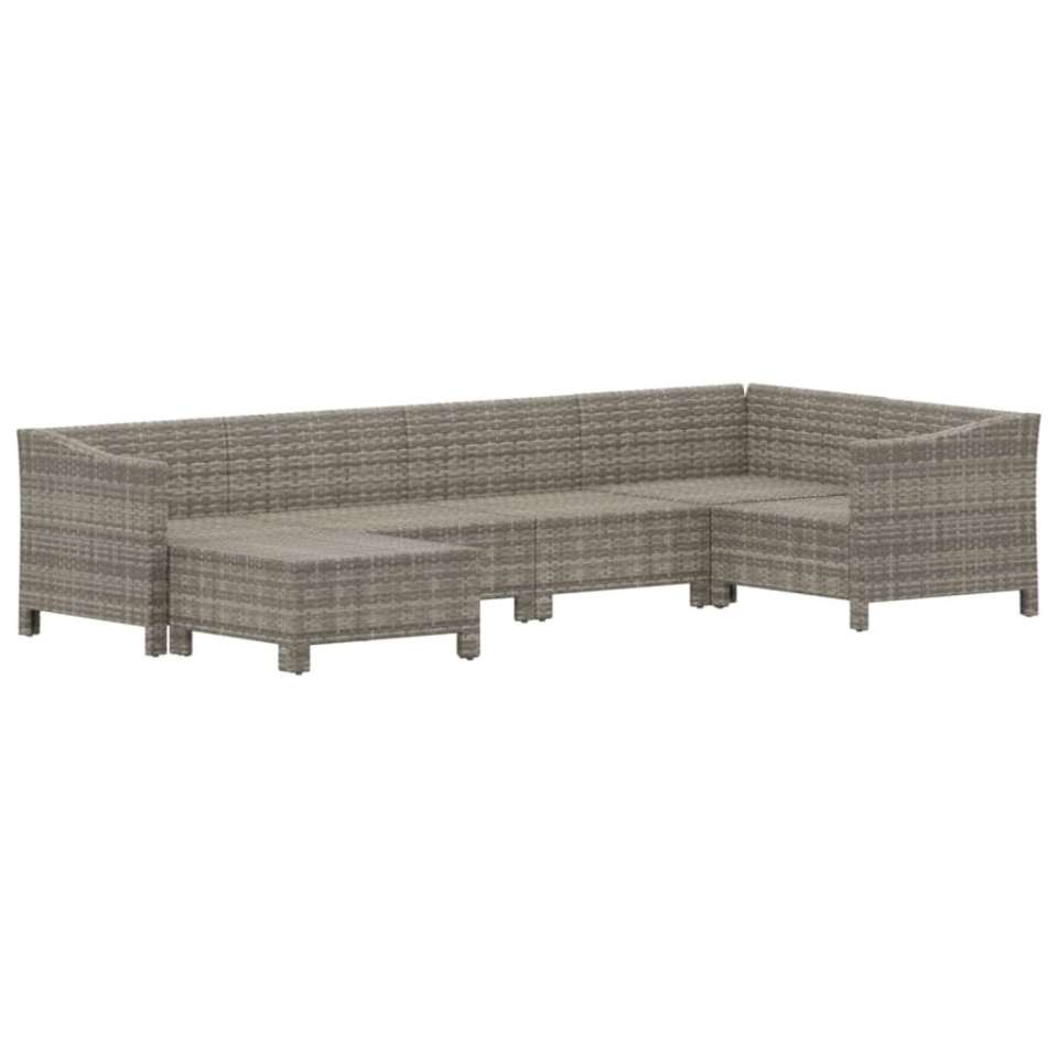 Set mobilier de grădină cu perne, 6 piese, gri, poliratan - 3 | YEO
