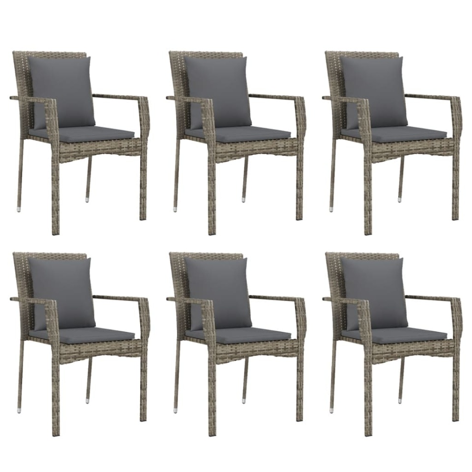 Set mobilier de grădină cu perne, 7 piese, gri, poliratan - 3 | YEO