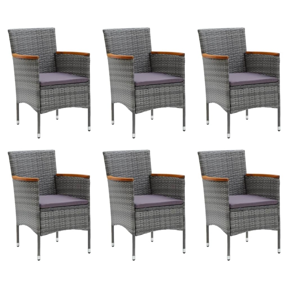Set mobilier de grădină cu perne, 7 piese, gri, poliratan - 2 | YEO