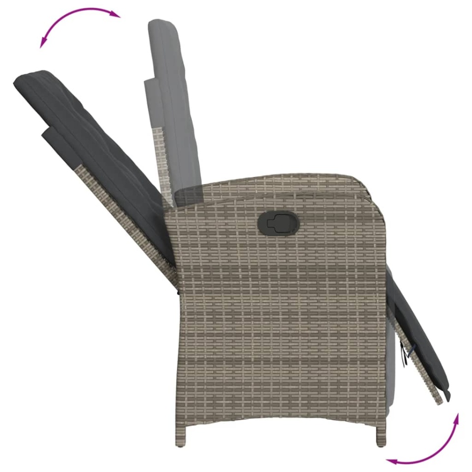 Set mobilier de grădină cu perne, 7 piese, gri, poliratan - 3 | YEO