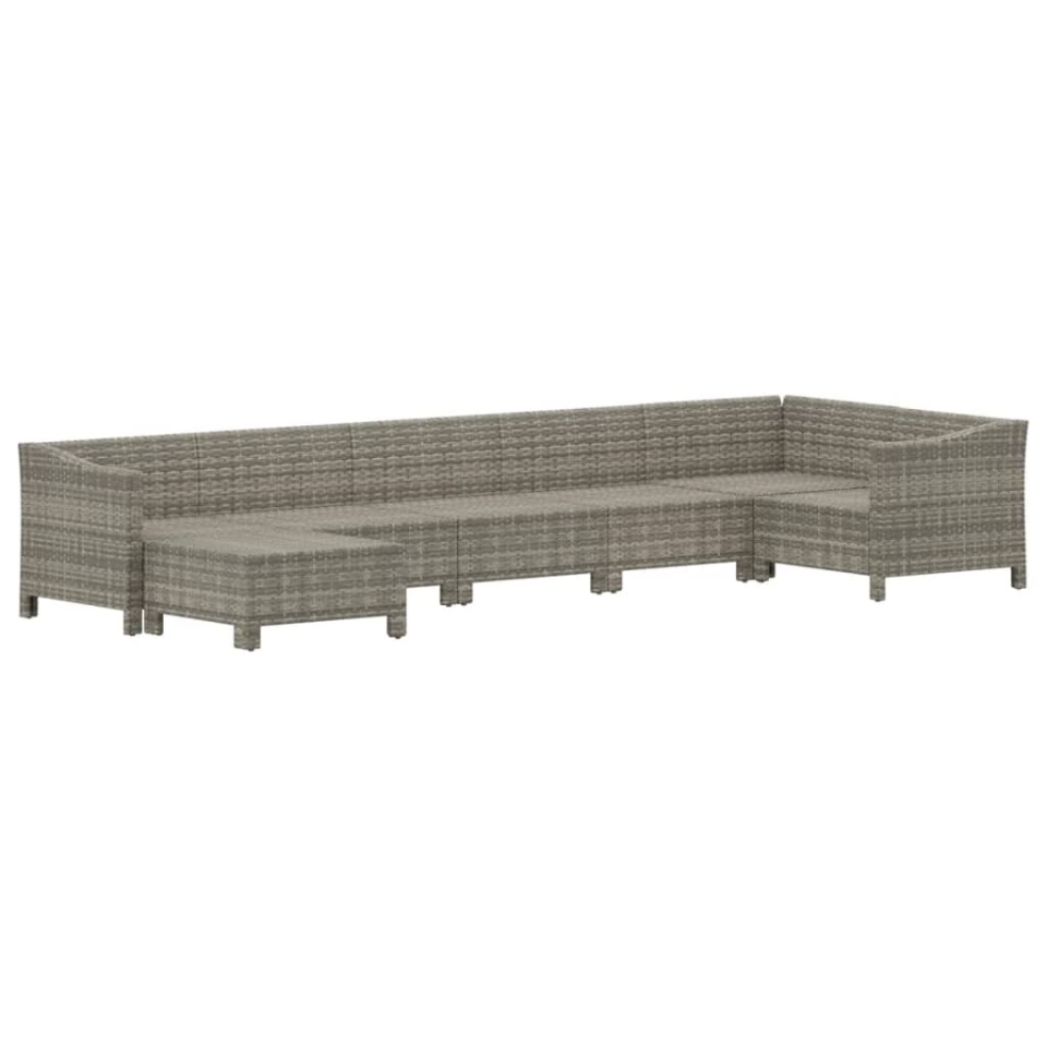 Set mobilier de grădină cu perne, 7 piese, gri, poliratan - 3 | YEO