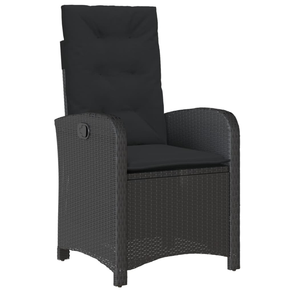 Set mobilier de grădină cu perne, 7 piese, negru, poliratan - 2 | YEO