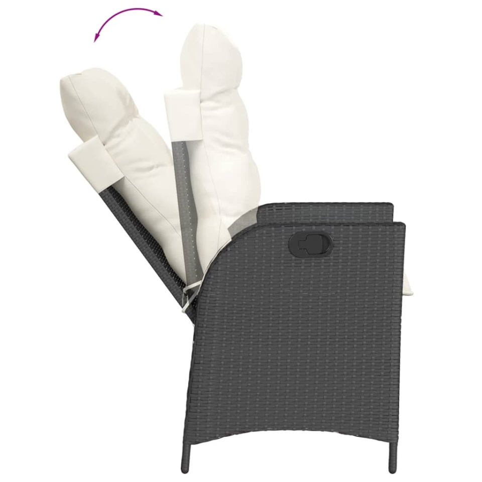 Set mobilier de grădină cu perne, 7 piese, negru, poliratan - 3 | YEO