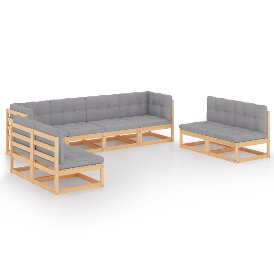 Set mobilier de grădină cu perne, 8 piese, lemn masiv de pin - 1 | YEO
