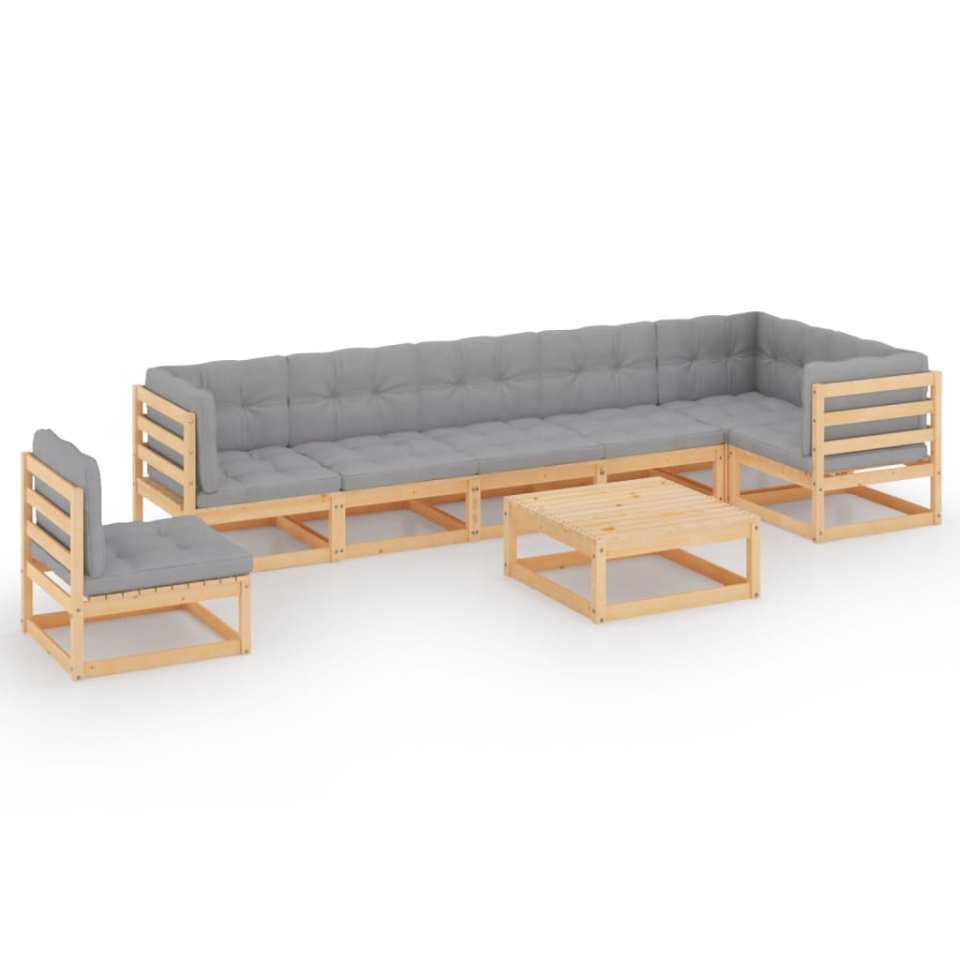 Set mobilier de grădină cu perne, 8 piese, lemn masiv de pin - 1 | YEO