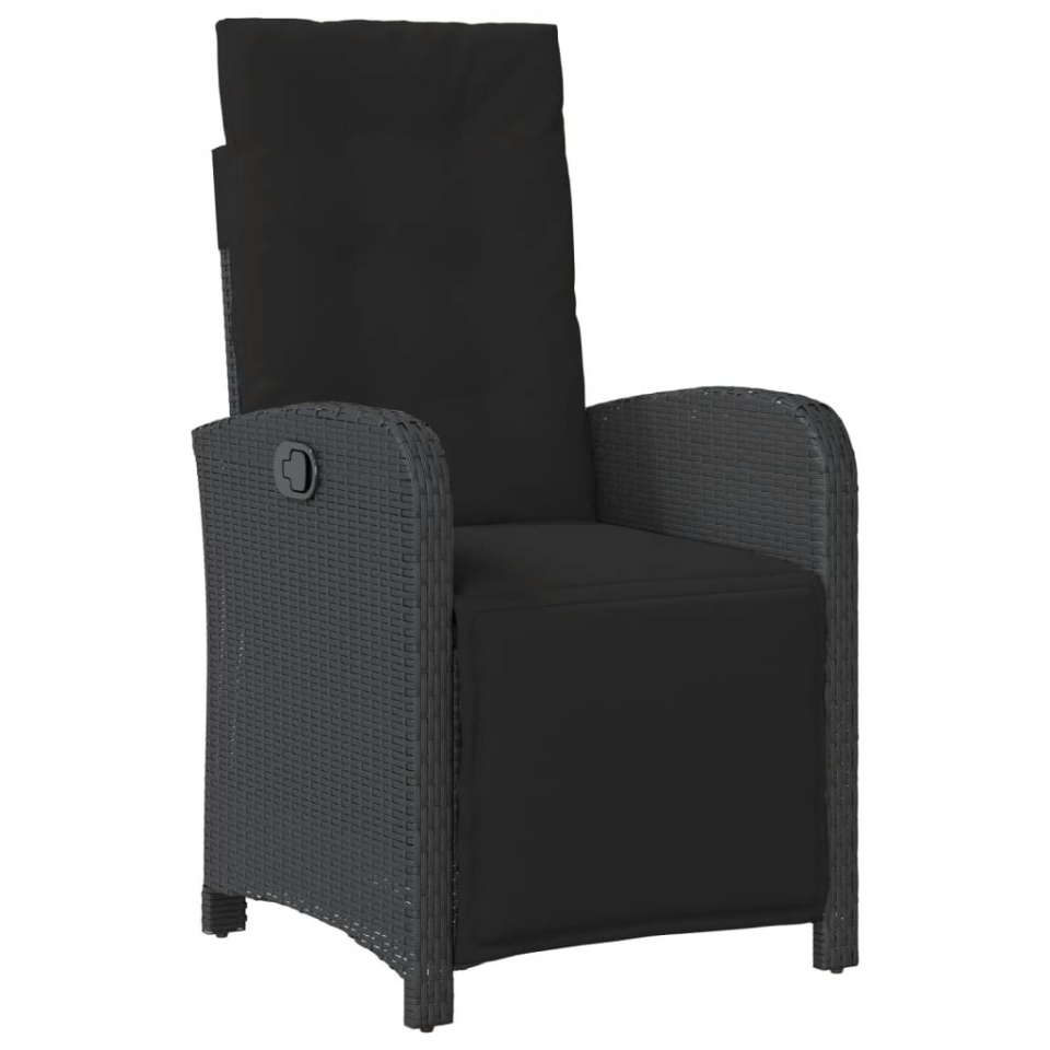 Set mobilier de grădină cu perne, 9 piese, negru, poliratan - 2 | YEO