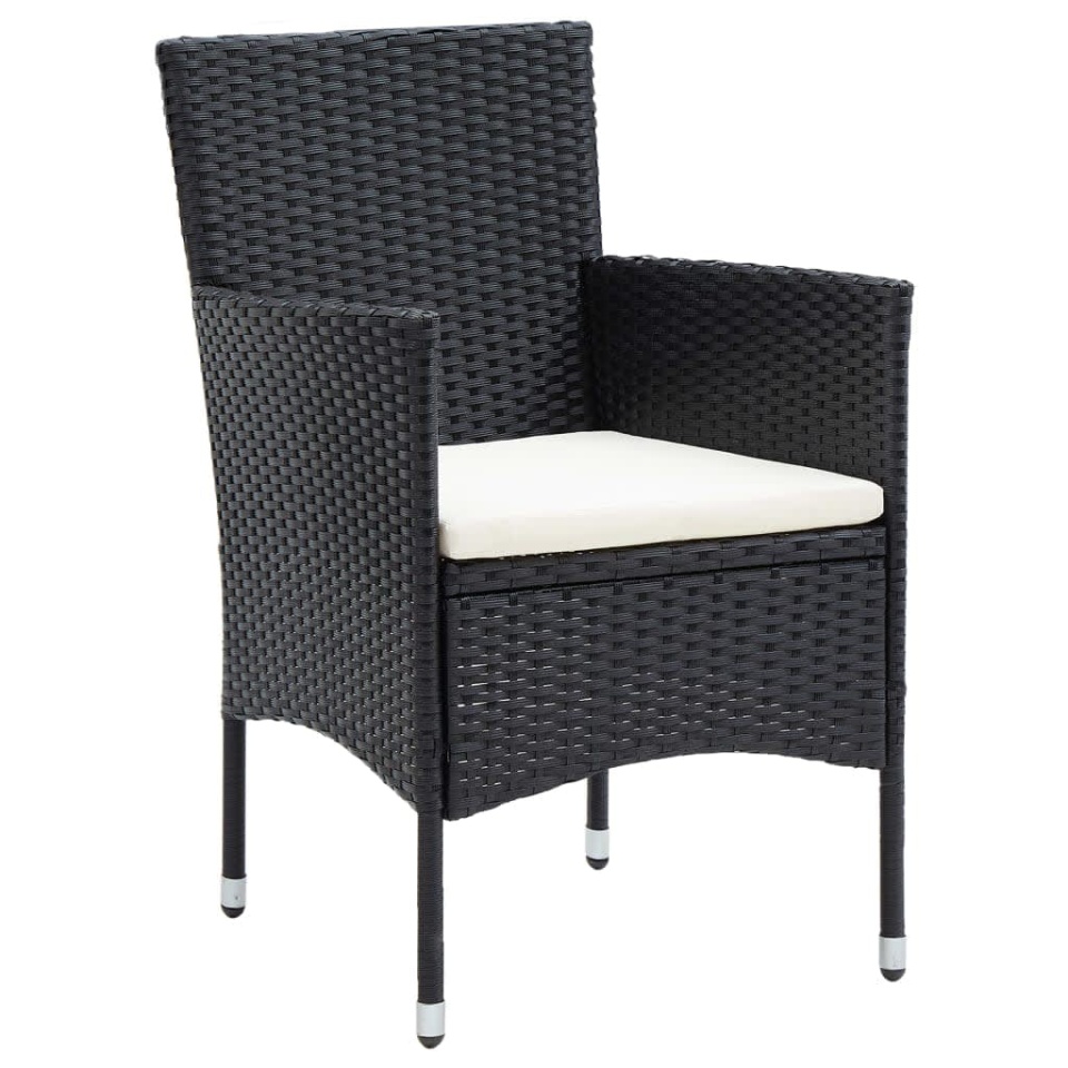 Set mobilier de grădină cu perne, 9 piese, negru, poliratan - 3 | YEO