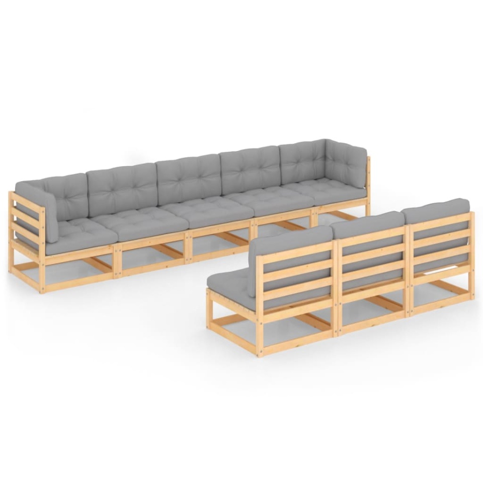 Set mobilier de grădină din 8 piese, lemn masiv de pin - 1 | YEO