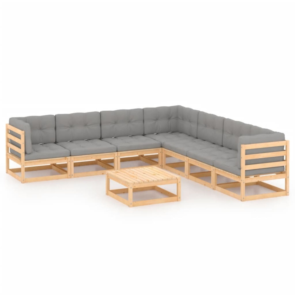 Set mobilier de grădină din 8 piese, lemn masiv de pin