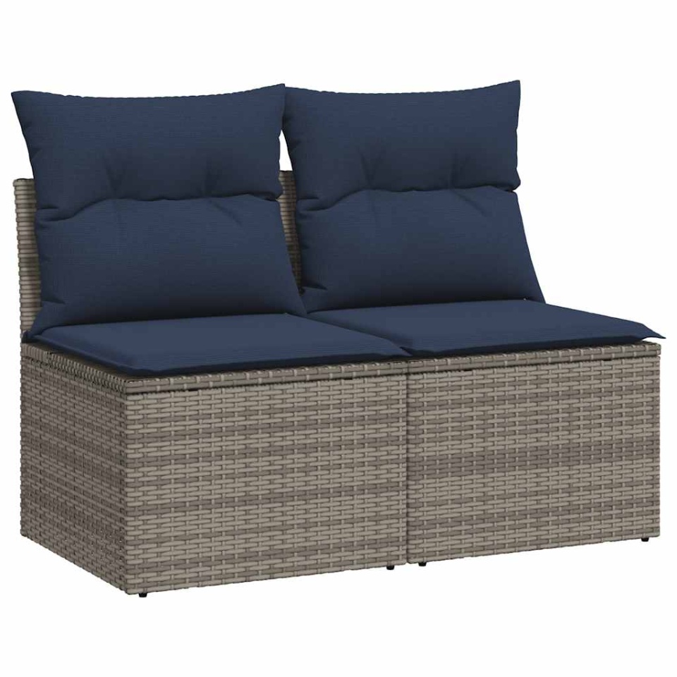 Set mobilier grădină cu perne 2 piese gri poliratan/lemn acacia - 1 | YEO