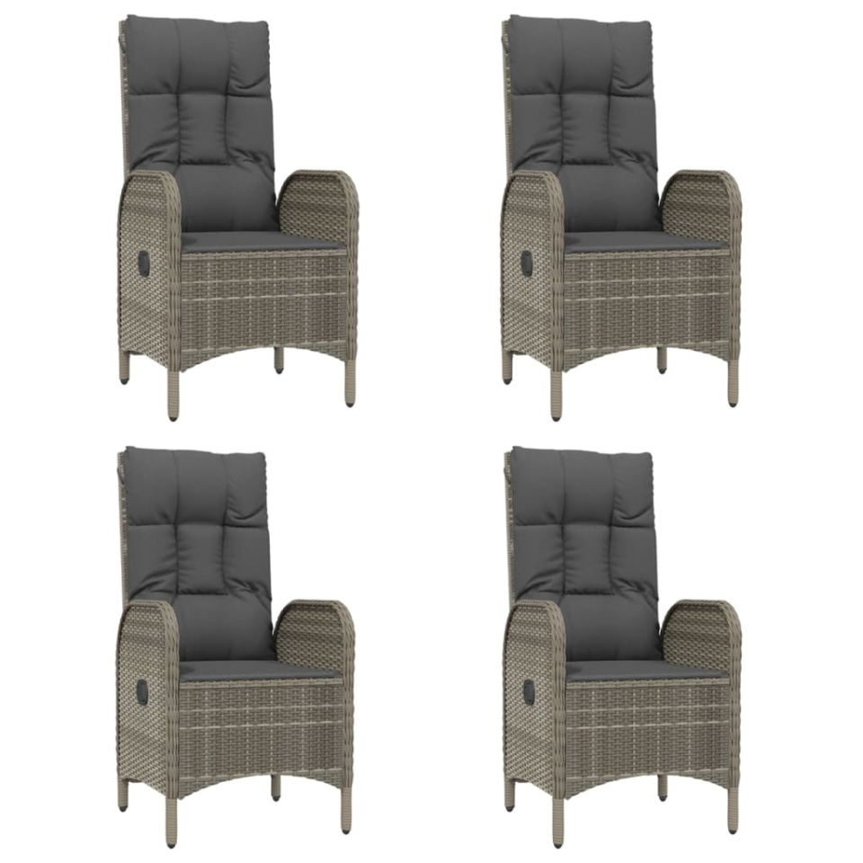 Set mobilier grădină cu perne, 5 piese, negru și gri, poliratan - 3 | YEO