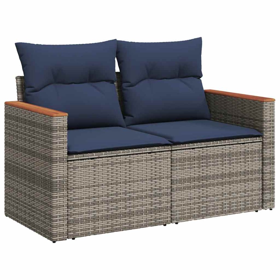 Set mobilier grădină cu perne, 6 piese, gri, poliratan - 3 | YEO