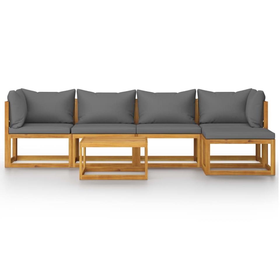 Set mobilier grădină cu perne, 6 piese, lemn masiv acacia - 2 | YEO