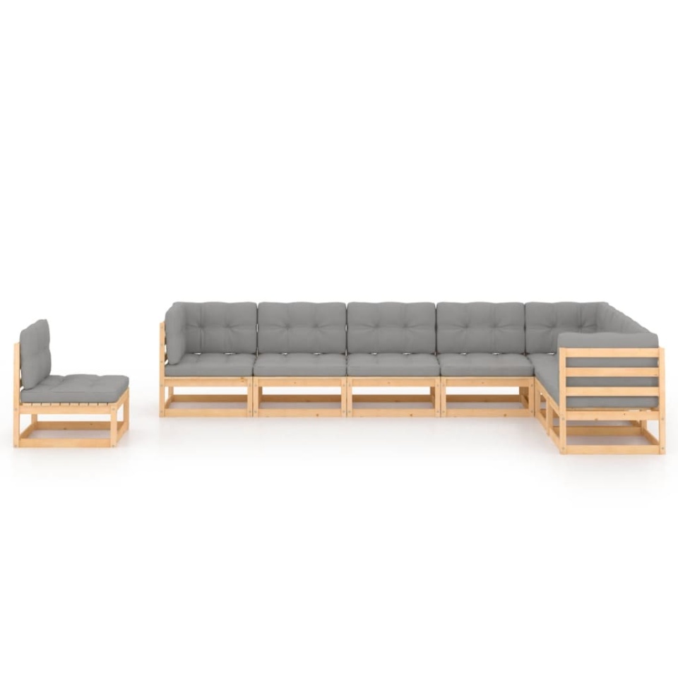 Set mobilier grădină cu perne, 8 piese, lemn masiv de pin - 1 | YEO