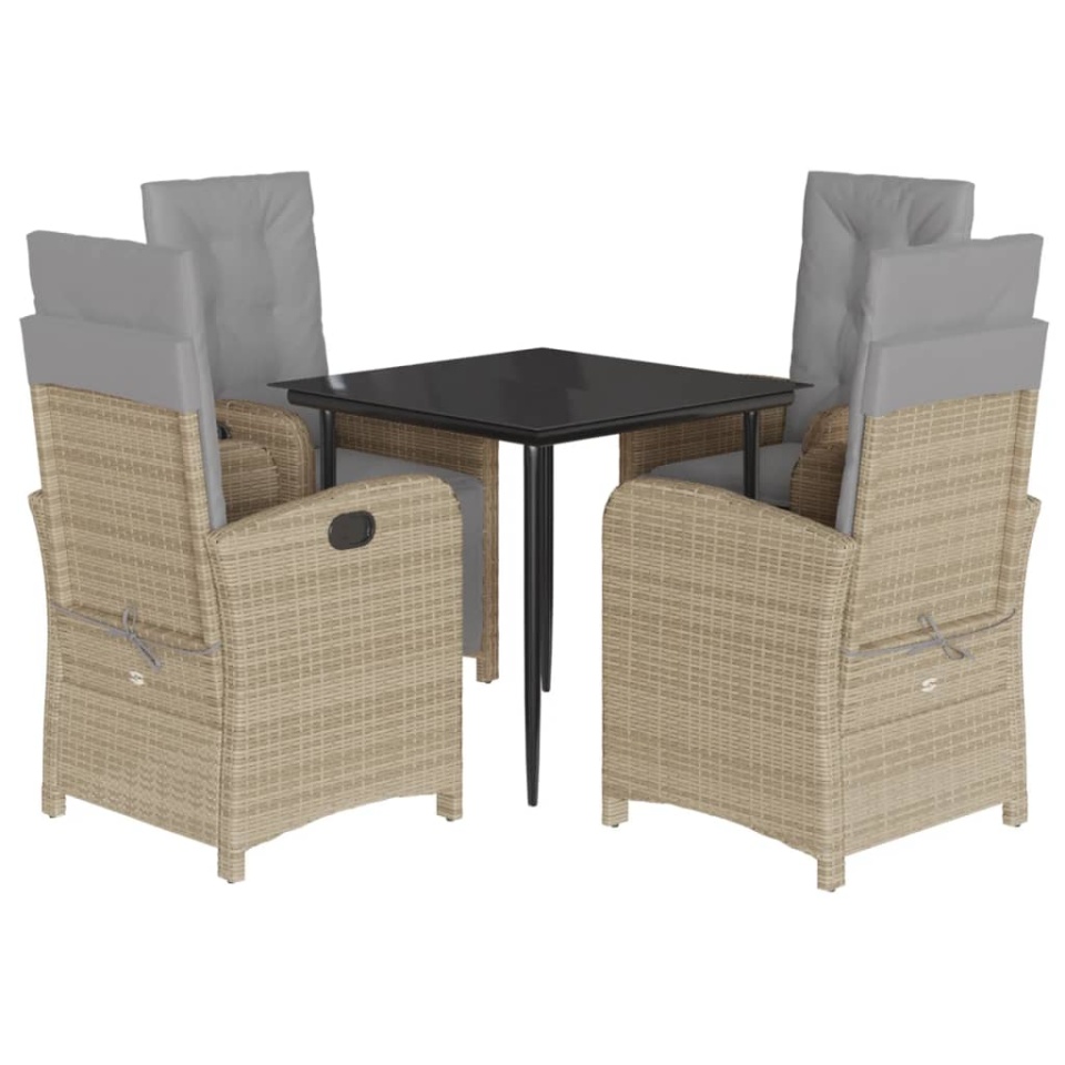 Set mobilier pentru grădină, 5 piese, cu perne, bej, poliratan - 1 | YEO