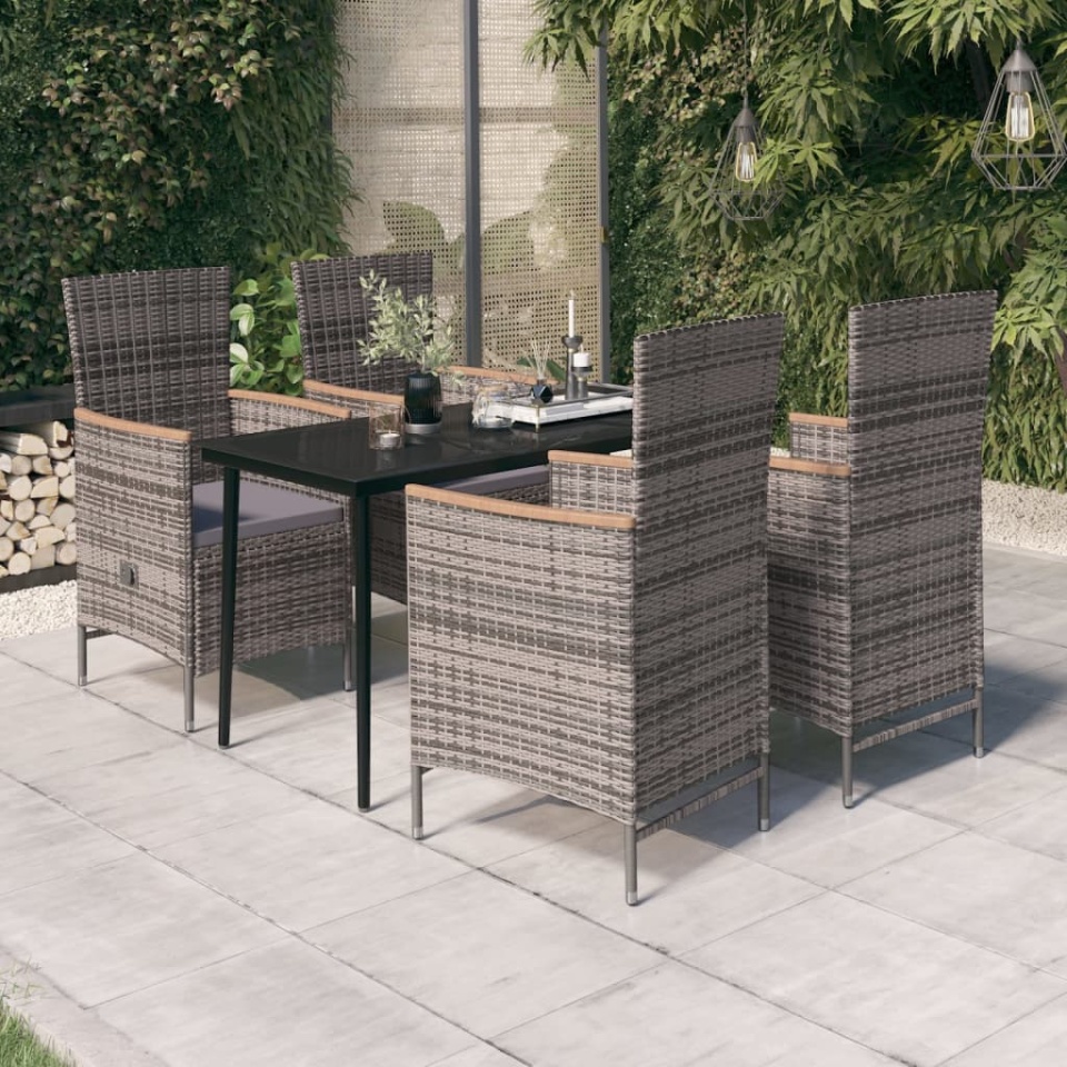 Set mobilier pentru grădină cu perne, 5 piese, gri