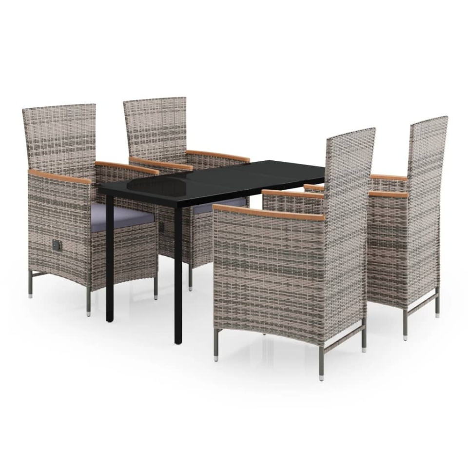 Set mobilier pentru grădină, cu perne, 5 piese, gri - 1 | YEO