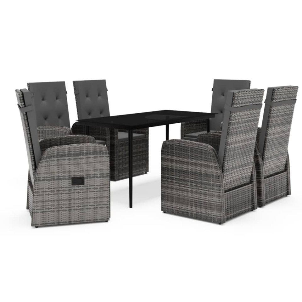 Set mobilier pentru grădină, cu perne, 7 piese, gri - 1 | YEO