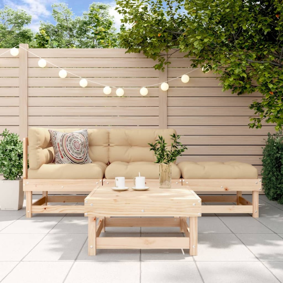 Set mobilier relaxare de grădină, 4 piese, lemn masiv de pin