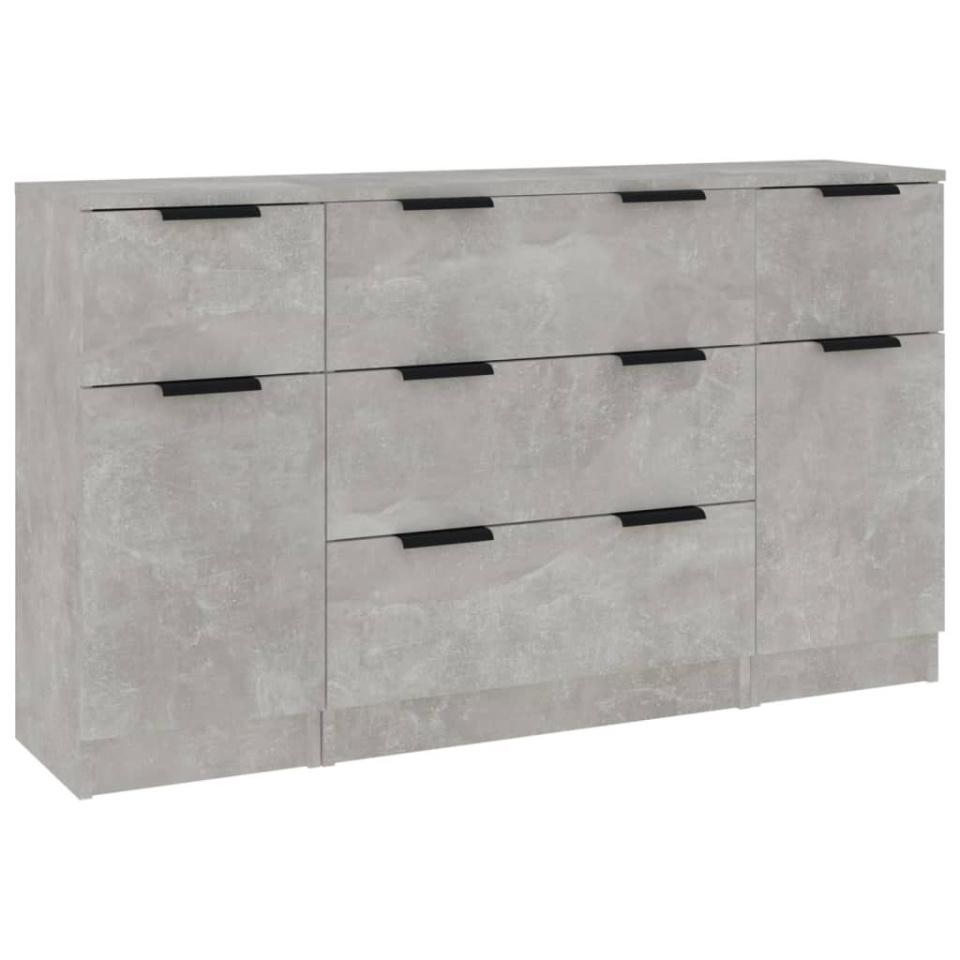 Set servantă, 3 piese, gri beton, lemn prelucrat - 1 | YEO