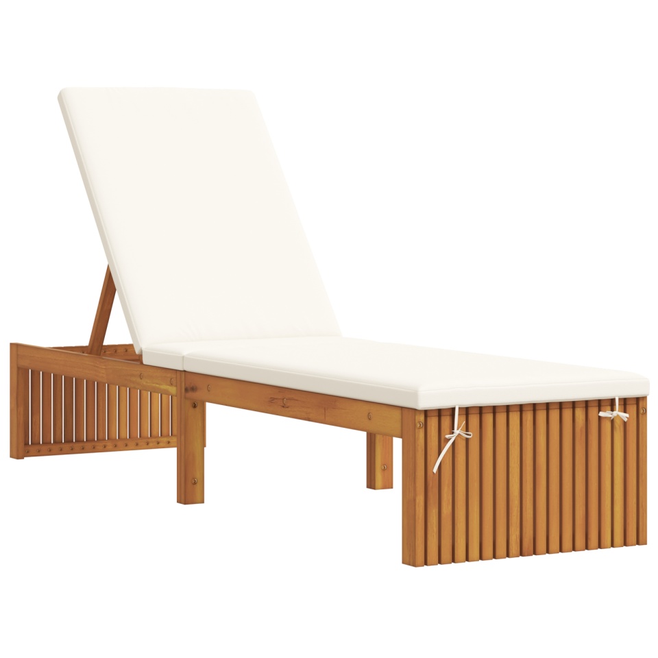 Șezlong cu pernă 200x55x30 cm din lemn masiv de acacia - 1 | YEO