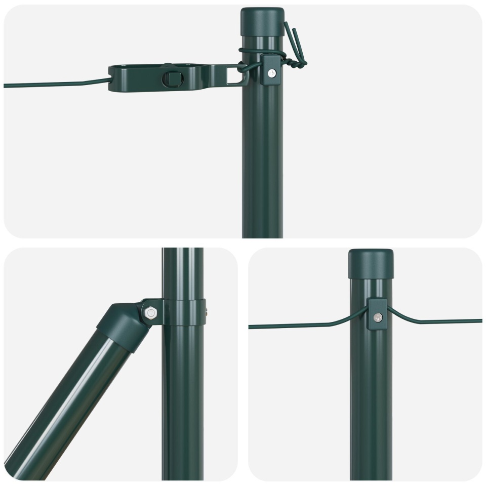 Stâlpi de gard, 52 buc., verde, Ø32 mm, 80 cm, oțel zincat - 3 | YEO