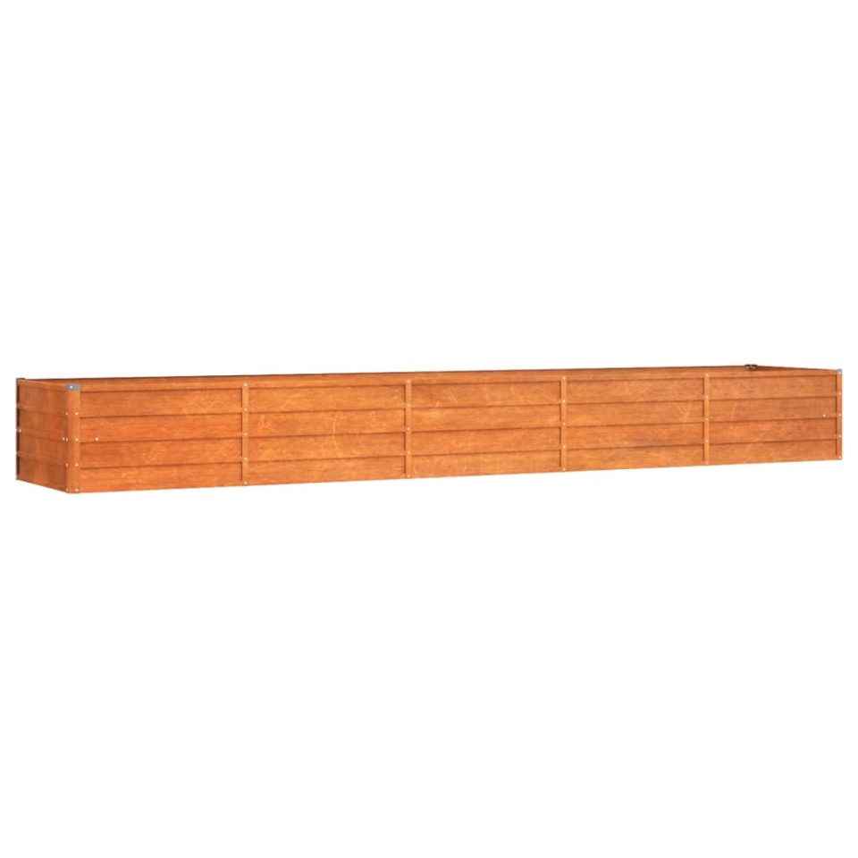 Strat înălțat de grădină, ruginiu, 400x80x45 cm, oțel corten - 1 | YEO