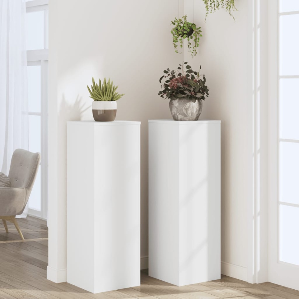 Suporturi plante, 2 buc., alb, 33x33x100 cm, lemn prelucrat - 2 | YEO
