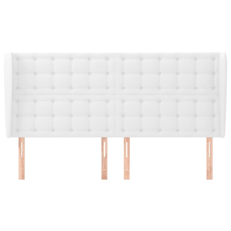 Tăblie de pat cu aripioare, alb, 183x23x118/128 cm, piele eco - 2 | YEO