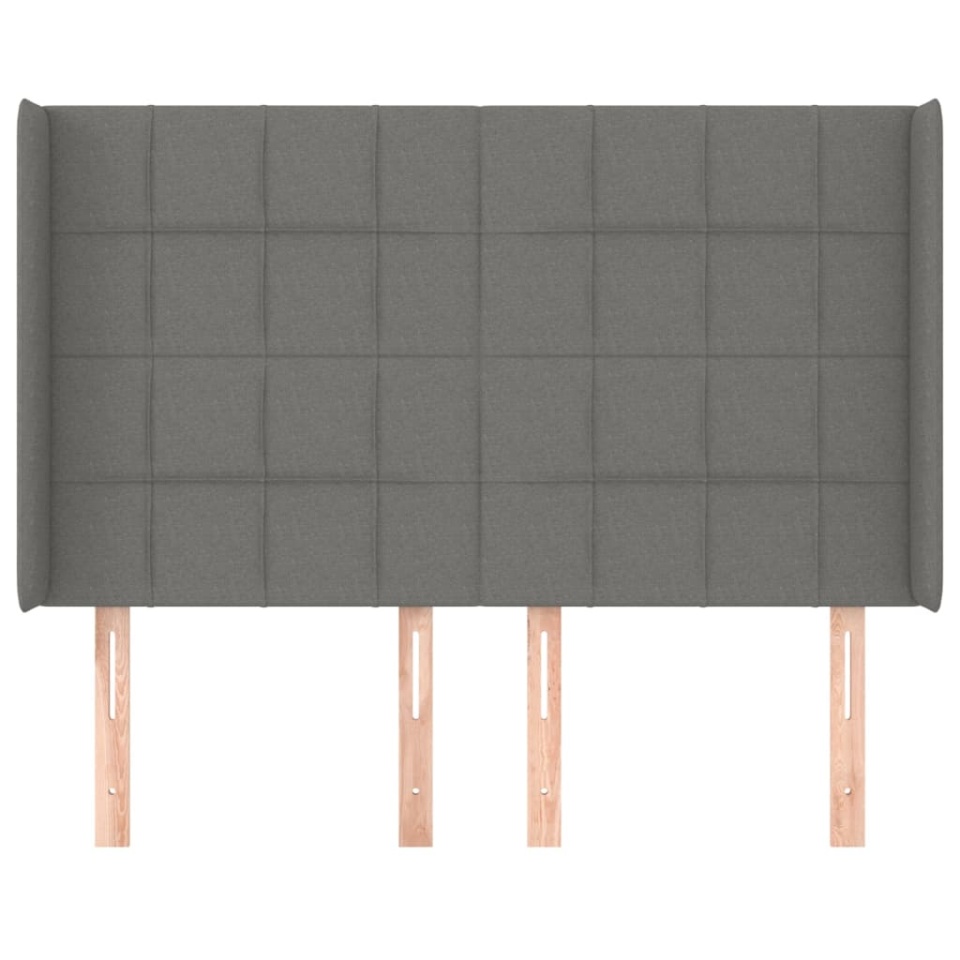 Tăblie de pat cu aripioare gri închis 147x16x118/128 cm textil - 2 | YEO