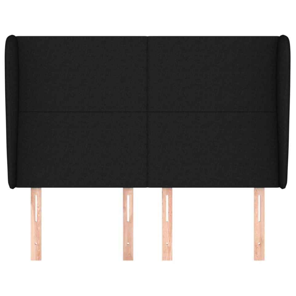 Tăblie de pat cu aripioare, negru, 147x23x118/128 cm, textil - 2 | YEO