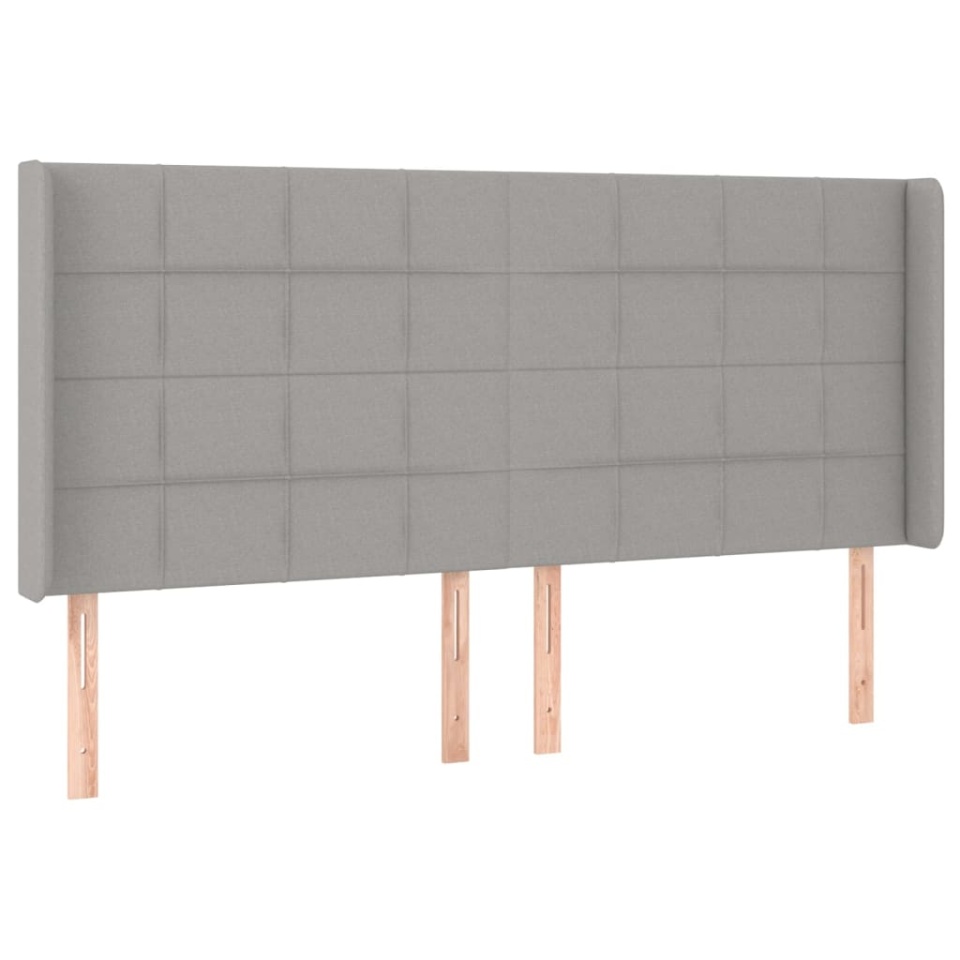 Tăblie de pat cu LED, gri deschis, 163x16x118/128 cm, textil - 2 | YEO