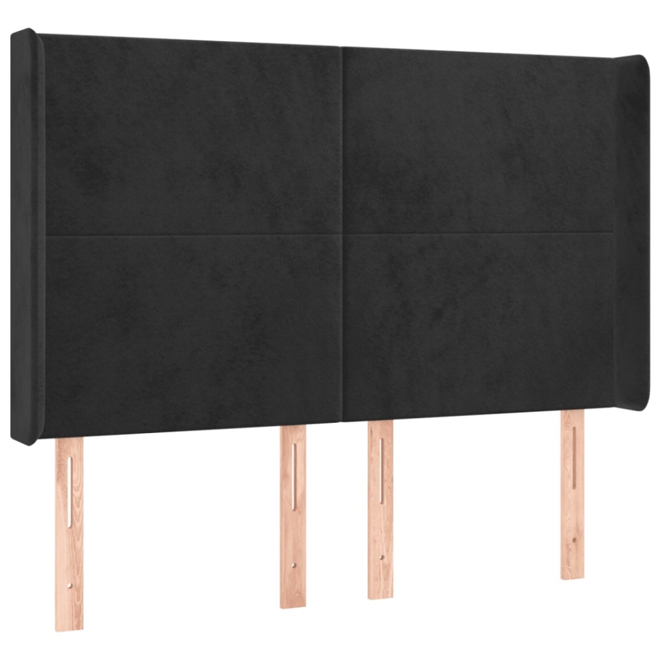 Tăblie de pat cu LED, negru, 147x16x118/128 cm, catifea - 2 | YEO