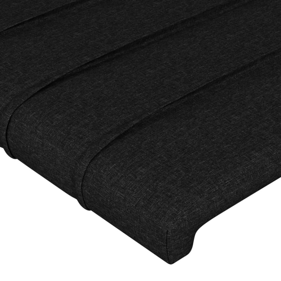 Tăblie de pat cu LED, negru, 200x5x118/128 cm, textil