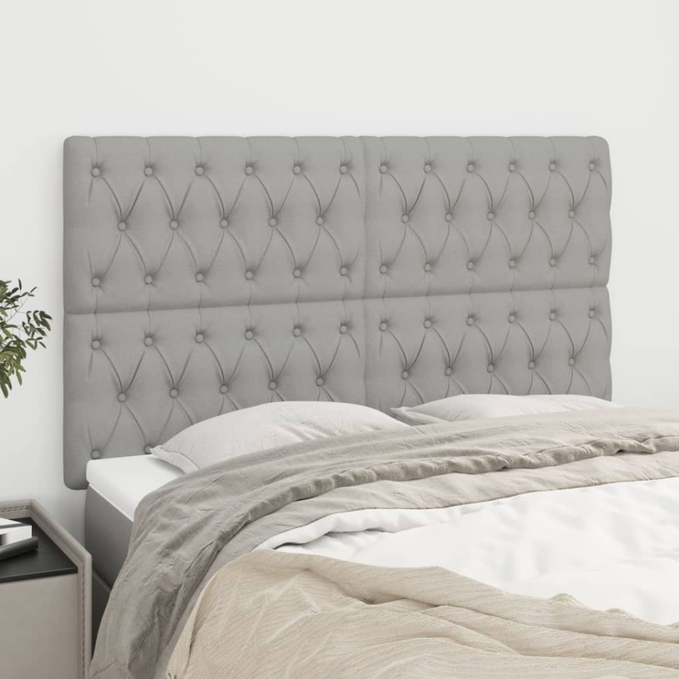 Tăblii de pat, 4 buc, gri deschis, 80x7x78/88 cm, textil