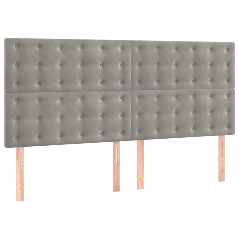 Tăblii de pat, 4 buc, gri deschis, 90x5x78/88 cm, catifea - 1 | YEO
