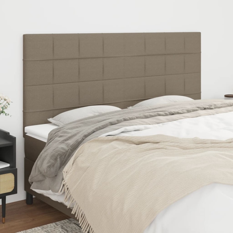 Tăblii de pat, 4 buc, gri taupe, 100x5x78/88 cm, textil