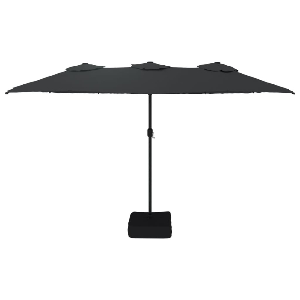 Umbrelă de grădină cu două capete/LED-uri, negru, 449x245 cm - 3 | YEO