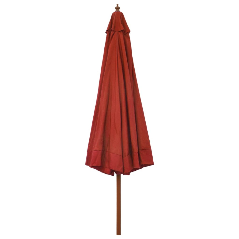 Umbrelă de soare de exterior, stâlp lemn, cărămiziu, 330 cm - 2 | YEO