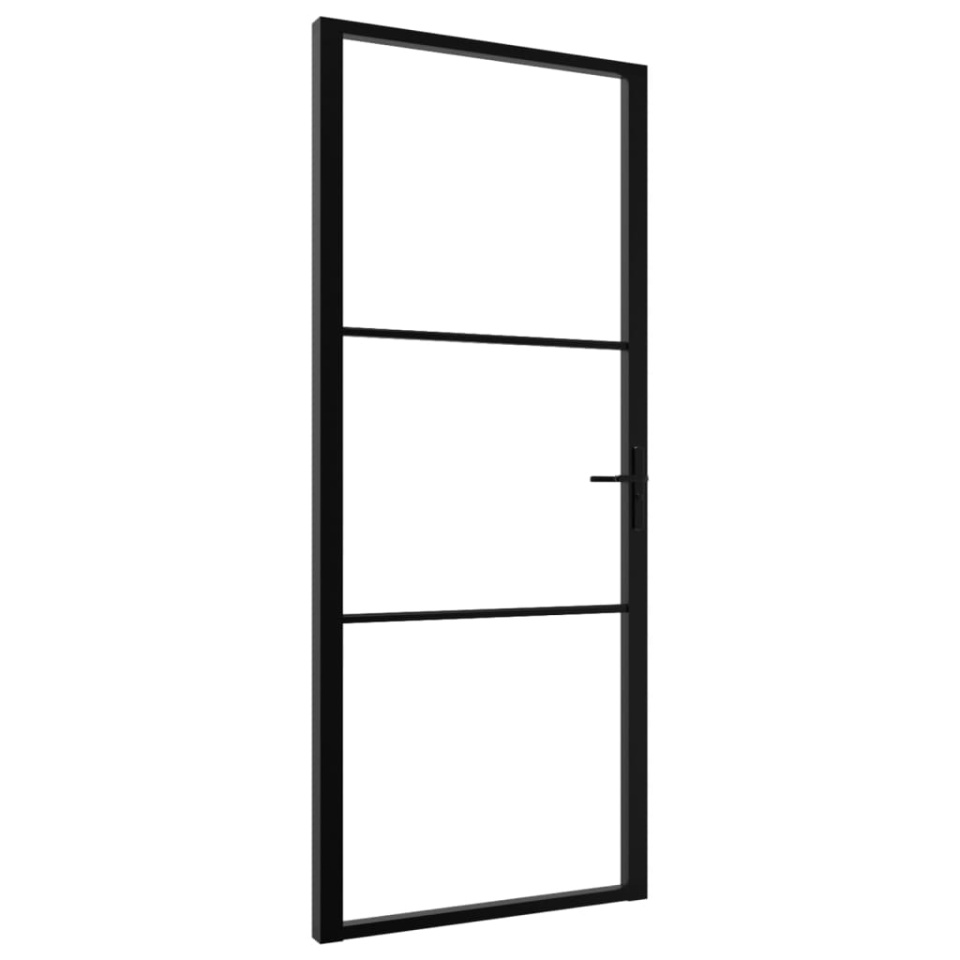 Ușă de interior, negru, 93x201,5 cm, sticlă ESG și aluminiu - 1 | YEO
