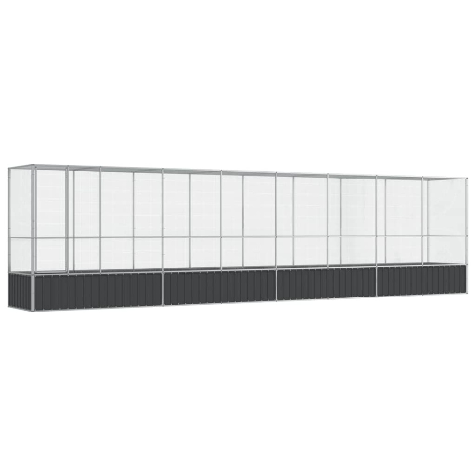 Voliera de păsări cu extensie, argintiu, 834,5x107x212 cm, oțel - 1 | YEO